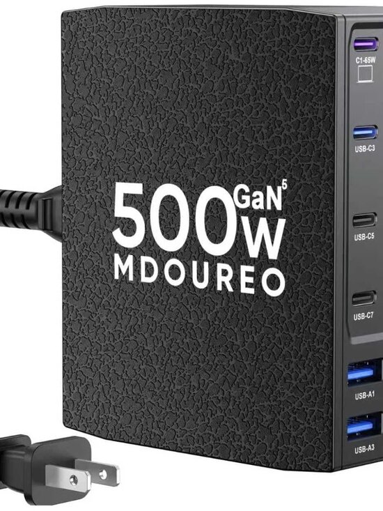 500W GaN 10-Port USB Type C Charging Station, 100W PD3.0 +  GaN 5 500W USB C Charging Hub: 12 Ports for Home or Office Use - Compact Design